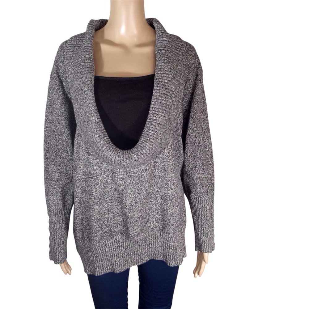 Dress Barn Womens Cowl Neck Sweater Marled Black Knit Size 22/24